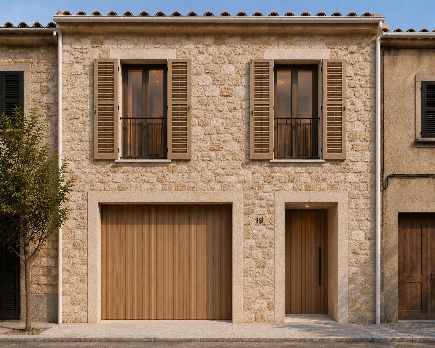 Render de fachada de vivienda mediterranea reformada en Lloseta